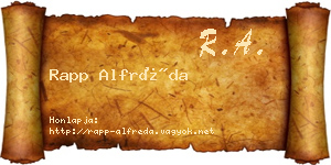 Rapp Alfréda névjegykártya